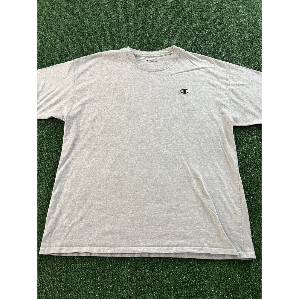 Champion Shirt 2XL Authentic Embroidered Light Gray Black Crew